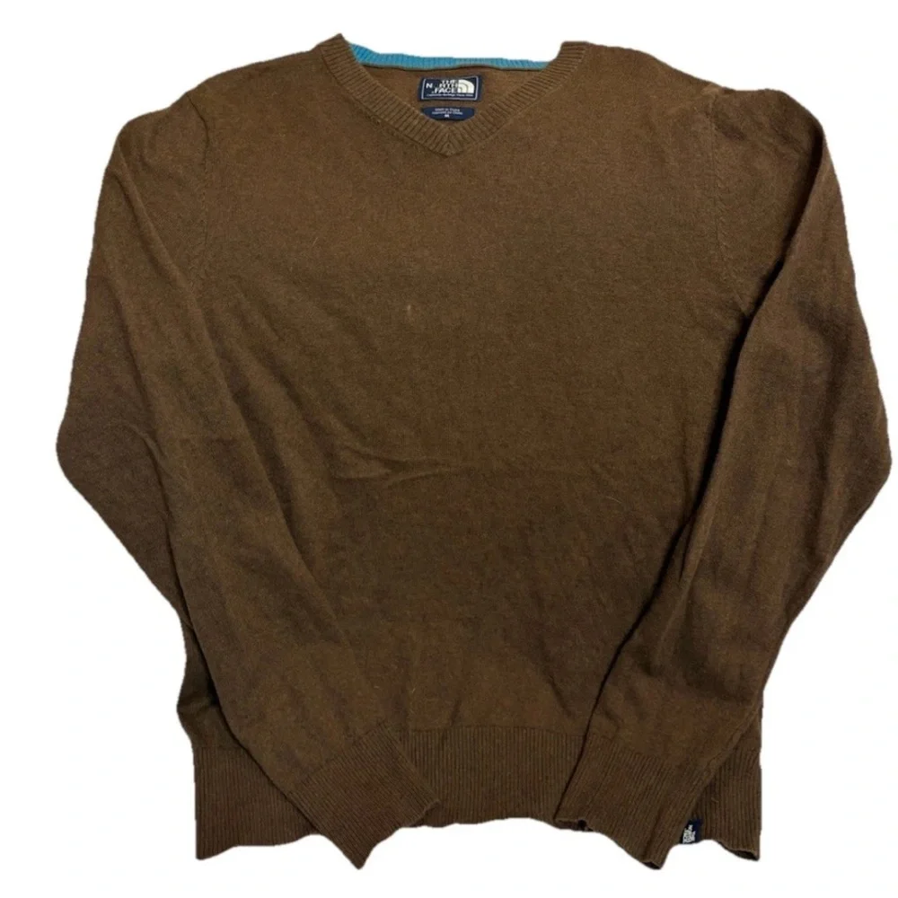 The North Face Sweater Men's MBrown Wool Blend Camp Hike Golf Logo BB5